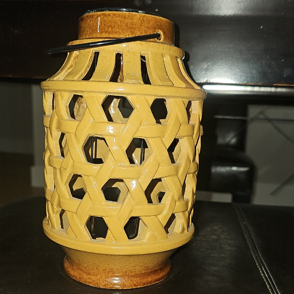 Rustic Tan Ceramic Lantern